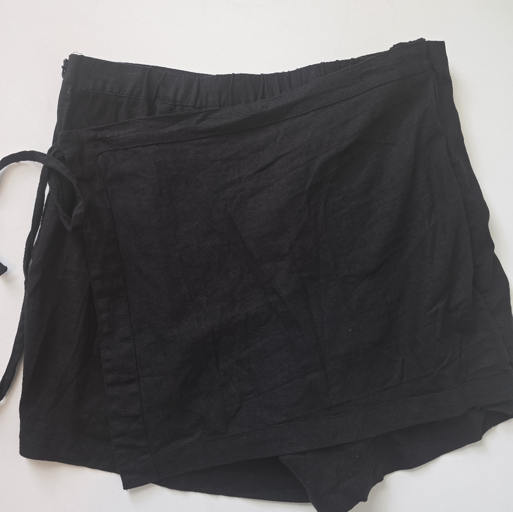 Black Linen Blend Skort 14